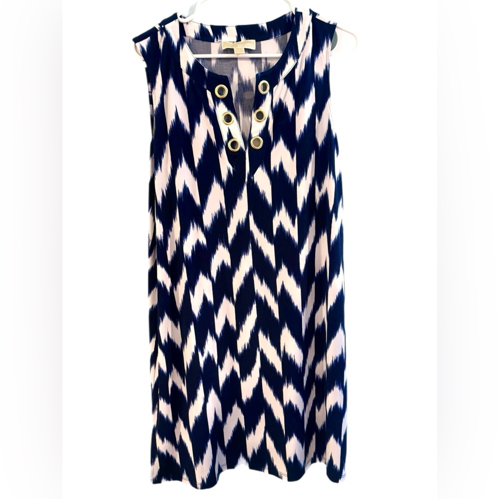 Michael Kors Dress Women’s XL Blue White Sleeveless Shift